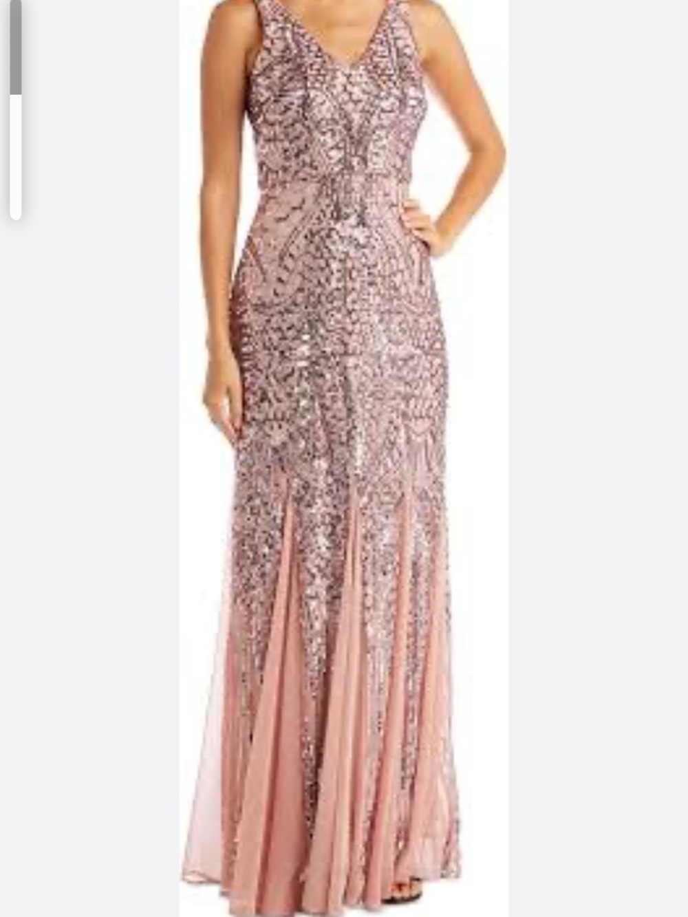 Sequined Maxi Evening Dress in Rose Gold 14 EUC Empire Waist Low Back